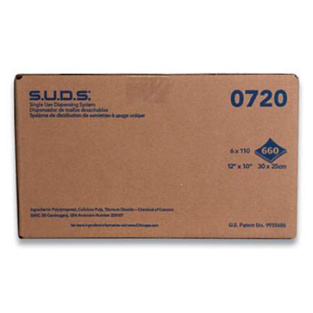 Chicopee S.U.D.S. Single Use Dispensing System Towels For Quat, 10 x 12, 110/Roll, 6 Rolls/Carton (0720)