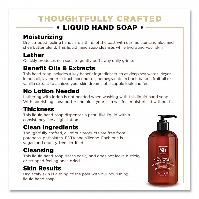 Hand Soap, Vanilla and Lily Blossom Scent, 12 oz, 3/Box (00679BX)