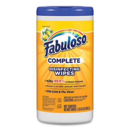 Fabuloso Multi Purpose Wipes, Lemon, 7 x 7, 90/Canister, 4 Canisters/Carton (97298)