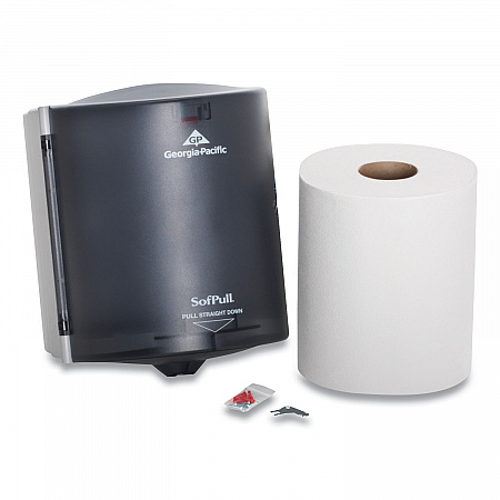 SofPull CenterPull Hand Towel Dispenser, Includes Roll of 320 Centerpull Towels, 9.56 x 9.38 x 12.06, Gray (58206)