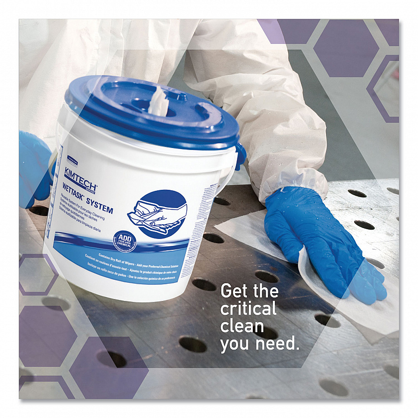 Power Clean Wipers for Disinfectants, Sanitizers,Solvents WetTask Customizable Wet Wipe System, 140/Roll, 6 Rolls/1 Bucket/CT (0621102)