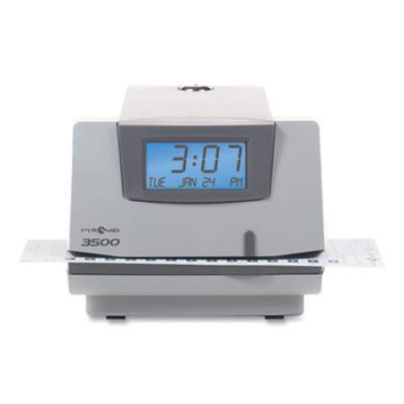 Pyramid Technologies 3500 Time Clock and Document Stamp, LCD Display, Light Gray/Charcoal (430286)