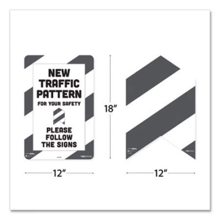 Tabbies BeSafe Carpet Decals, New Traffic Pattern For Your Safety; Please Follow The Signs, 12 x 18, White/Gray, 7/Pack (29203)