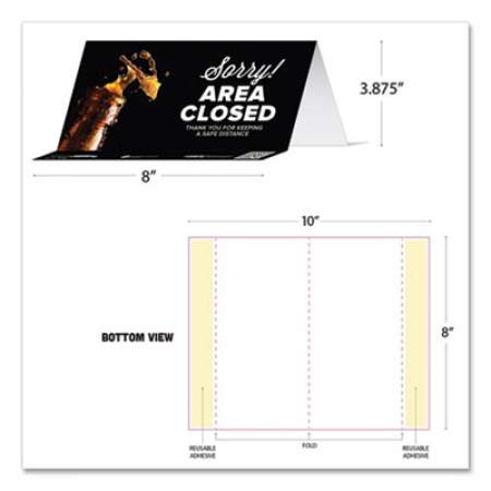 Tabbies BeSafe Messaging Table Top Tent Card, 8 x 3.87, Sorry! Area Closed Thank You For Keeping A Safe Distance, Black, 10/Pack (79086)