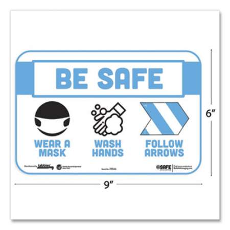 Tabbies BeSafe Messaging Education Wall Signs, 9 x 6,  "Be Safe, Wear a Mask, Wash Your Hands, Follow the Arrows", 3/Pack (29546)