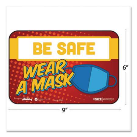 Tabbies BeSafe Messaging Education Wall Signs, 9 x 6,  "Be Safe, Wear A Mask", 3/Pack (29547)