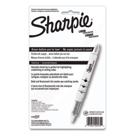 Sharpie Liquid Pen Style Highlighters, Assorted Ink Colors, Chisel Tip, Assorted Barrel Colors, 5/Set (24575PP)