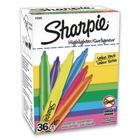 Sharpie Pocket Style Highlighters, Assorted Ink Colors, Chisel Tip, Assorted Barrel Colors, 36/Pack (2133497)