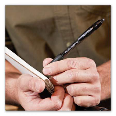 Paper Mate Profile Ballpoint Pen, Retractable, Medium 1 mm, Black Ink, Translucent Black Barrel, Dozen (2095470)