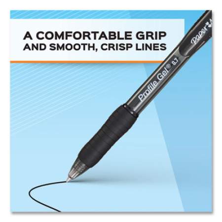 Paper Mate Profile Gel Pen, Retractable, Fine 0.5 mm, Black Ink, Translucent Black Barrel, 36/Pack (2095452)