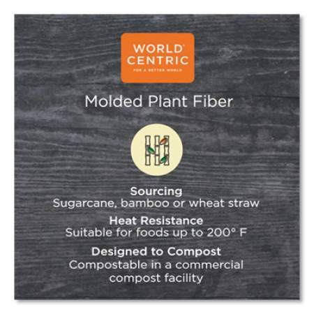 World Centric Fiber Hinged Containers, 8 x 8 x 3, Natural, 300/Carton (TOSCU853)