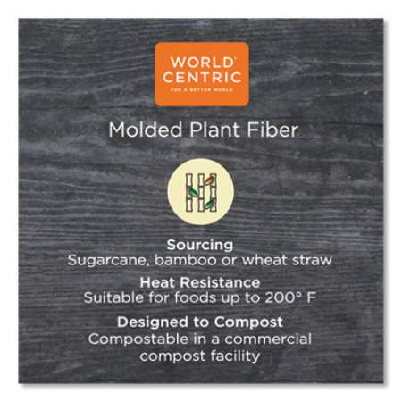 World Centric Fiber Hinged Containers, 9 x 9 x 3, Natural, 300/Carton (TOSCU9)