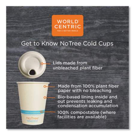World Centric NoTree Paper Cold Cups, 12 oz, Natural, 1,000/Carton (CUSU12C)