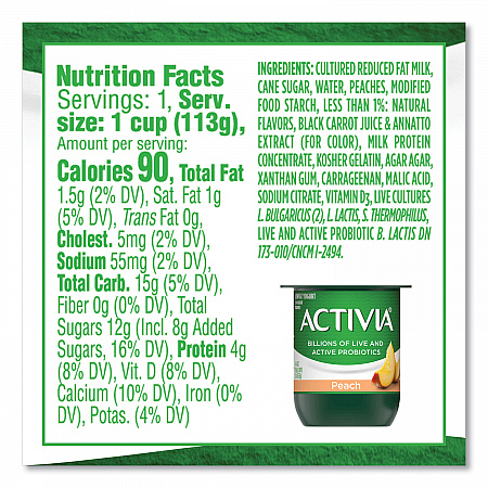 Probiotic Lowfat Yogurt, Variety Pack, Black Cherry/Peach/Strawberry, 4 oz Cups, 24/Pack (90200477)