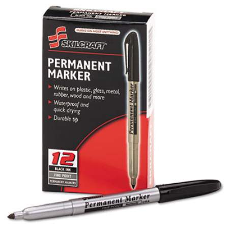 AbilityOne 7520000433408 SKILCRAFT Fine Point Permanent Marker, Fine Bullet Tip, Black, Dozen