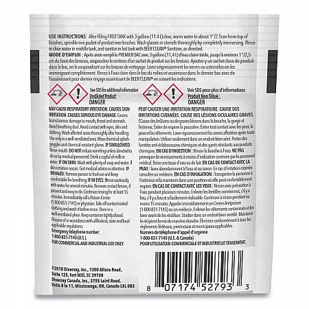 Beer Clean Glass Cleaner, Powder, 0.5 oz. Packet, 100/Carton (990221)