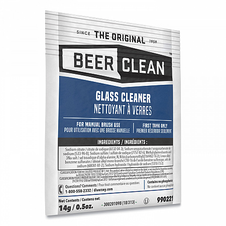 Beer Clean Glass Cleaner, Powder, 0.5 oz. Packet, 100/Carton (990221)