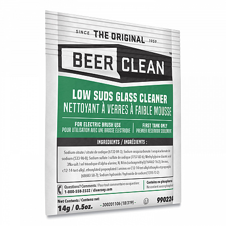 Beer Clean Glass Cleaner, Powder, 0.5 oz Packet, 100/Carton (990224)