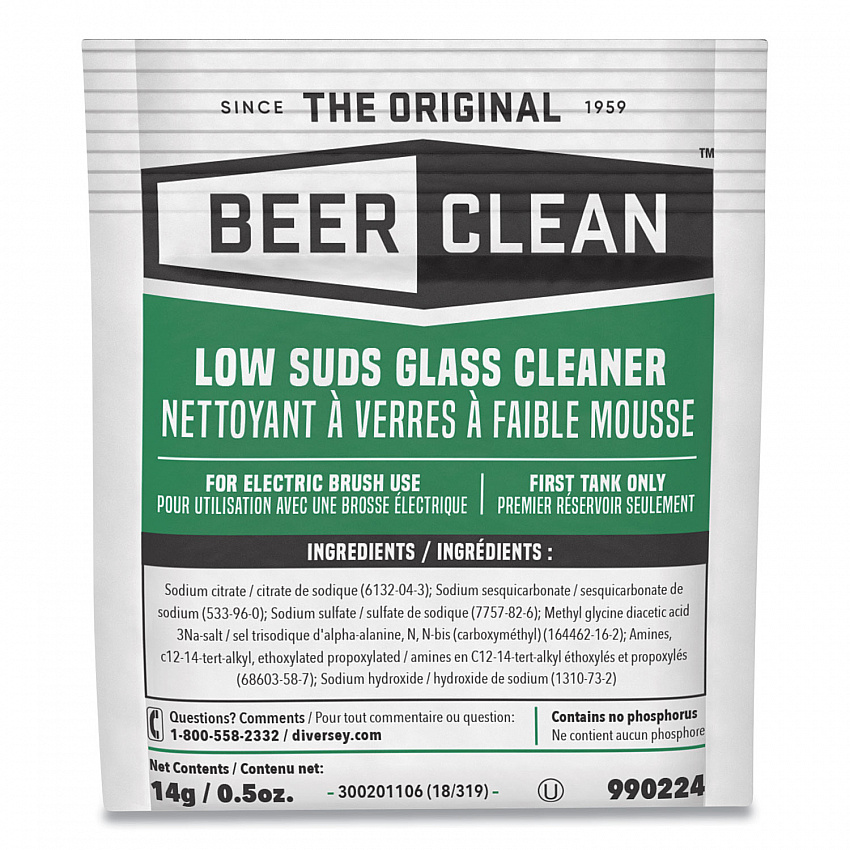 Beer Clean Glass Cleaner, Powder, 0.5 oz Packet, 100/Carton (990224)