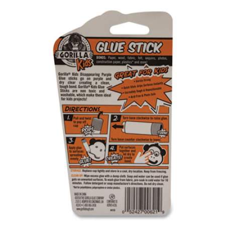 Gorilla Glue School Glue Sticks, 0.21 oz/Stick, Dries Clear, 12 Sticks/Box (2605208BX)