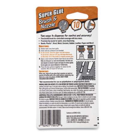 Gorilla Glue Super Glue with Brush and Nozzle Applicators, 0.35 oz, Dries Clear (7500101)