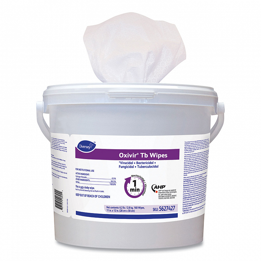 Oxivir TB Disinfectant Wipes, 11 x 12, White, 160/Bucket, 4 Buckets/Carton (5627427)