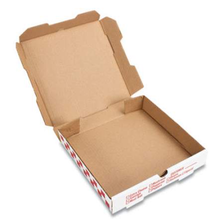 Corrugated Kraft Pizza Boxes, B-Flute, White/Red/Green, 18" Pizza, 18 x 18 x 1.88, 50/Carton (PZCORB18P)
