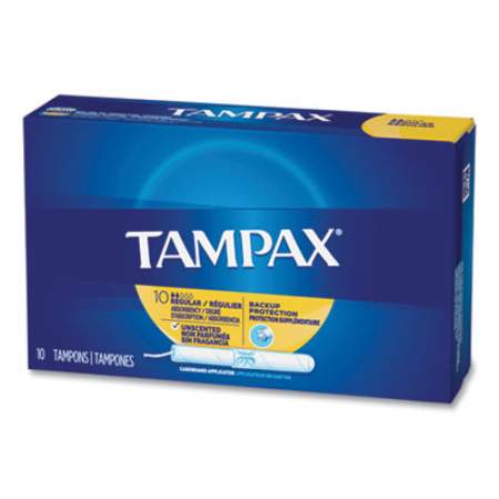 Tampax Cardboard Applicator Tampons, Regular, 10/Box (1702131)