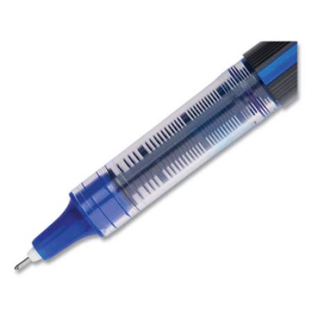 uni-ball VISION Roller Ball Pen, Stick, Micro 0.5 mm, Blue Ink, Black/Blue Barrel, 12/Pack (675202)