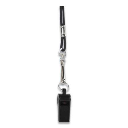 Champion Sports Sports Whistle with Black Nylon Lanyard, Plastic, Black, Dozen (BP601)