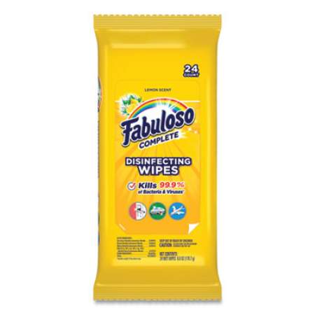 Fabuloso Multi Purpose Wipes, Lemon, 7 x 7, 24/Pack, 12 Packs/Carton (98719)