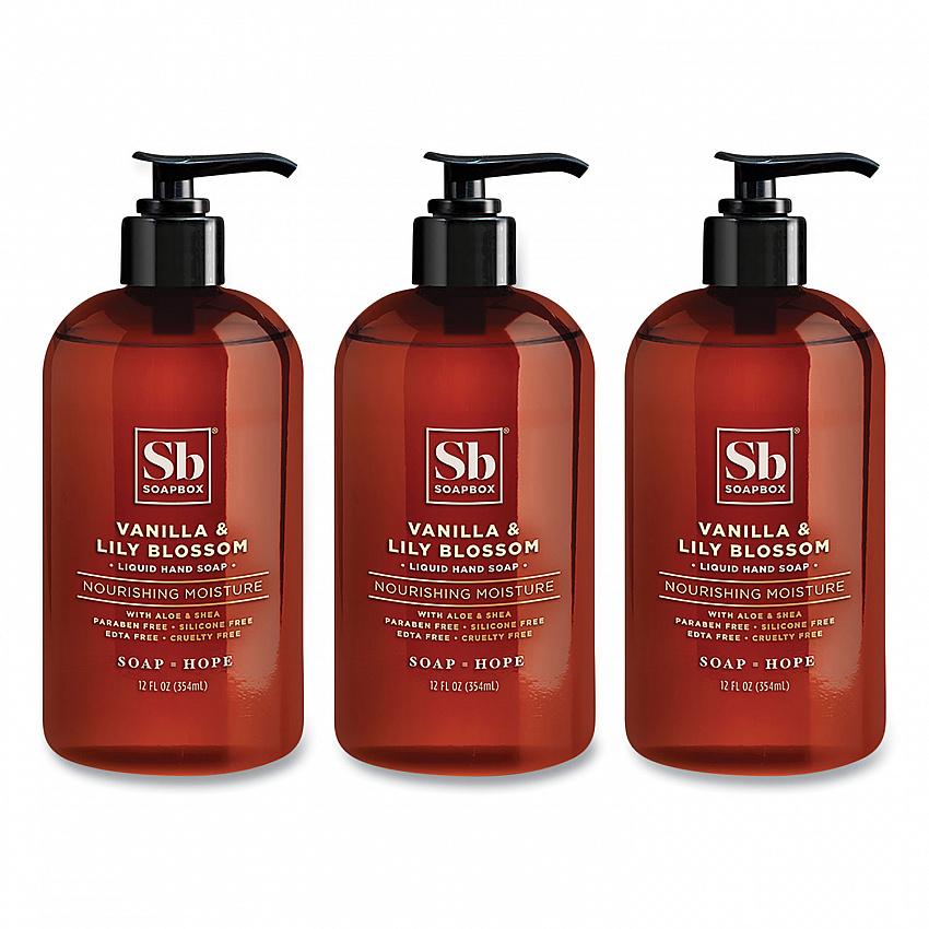 Hand Soap, Vanilla and Lily Blossom Scent, 12 oz, 3/Box (00679BX)