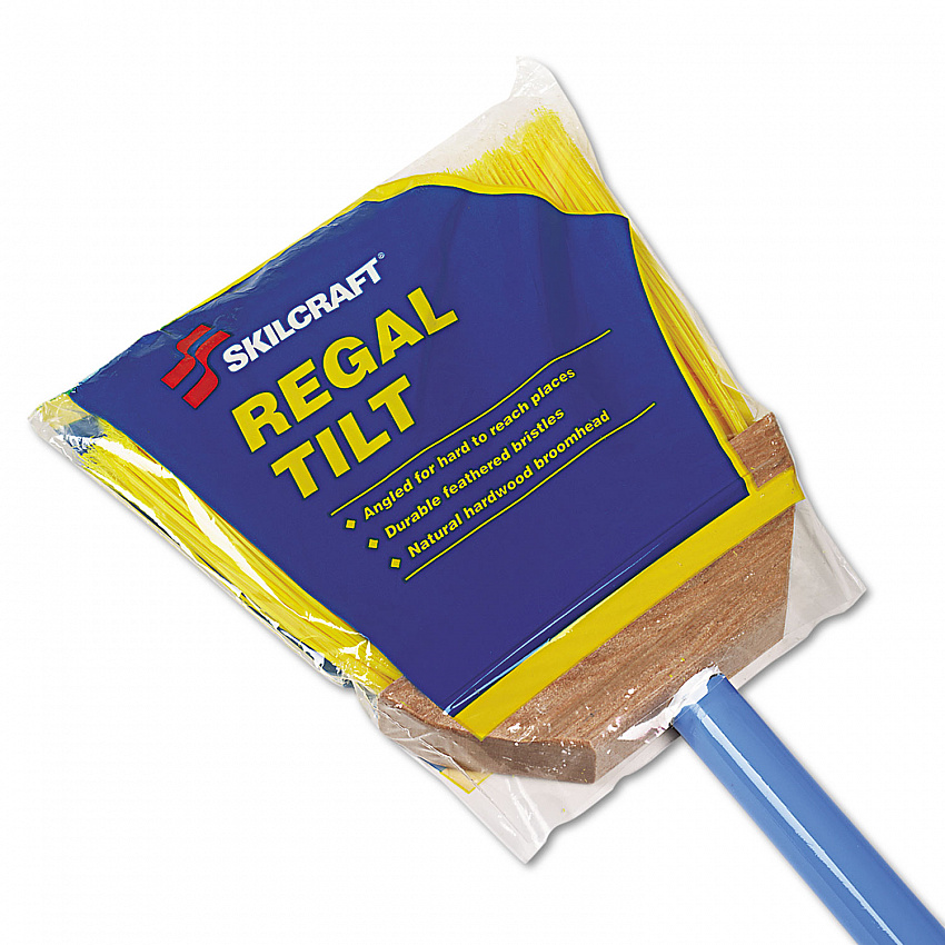 7920014588208, SKILCRAFT Tilt-Angle Broom, 60" Handle, Blue/Yellow (4588208)