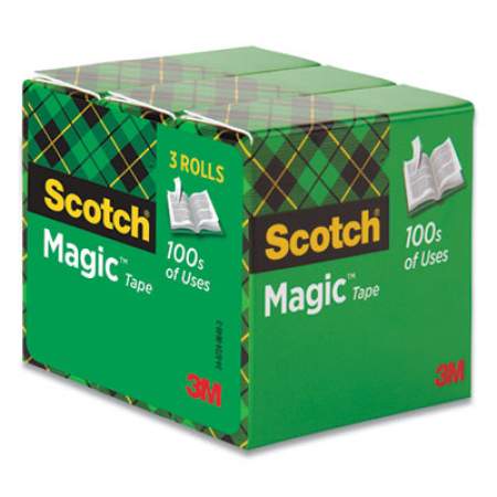 Scotch Magic Tape Refill, 3" Core, 1" x 72 yds, Clear, 3/Pack (810723PK)