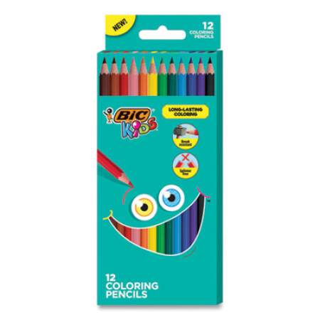 BIC Kids Coloring Pencils, 0.7 mm, HB2 (#2), Assorted Lead, Assorted Barrel Colors, 12/Pack (BKCP12AST)