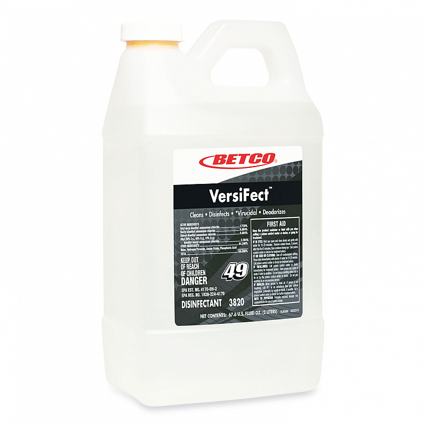 VersiFect FastDraw Cleaner Disinfectant, Fresh Scent, 2 L Bottle, 4/Carton (38204700)
