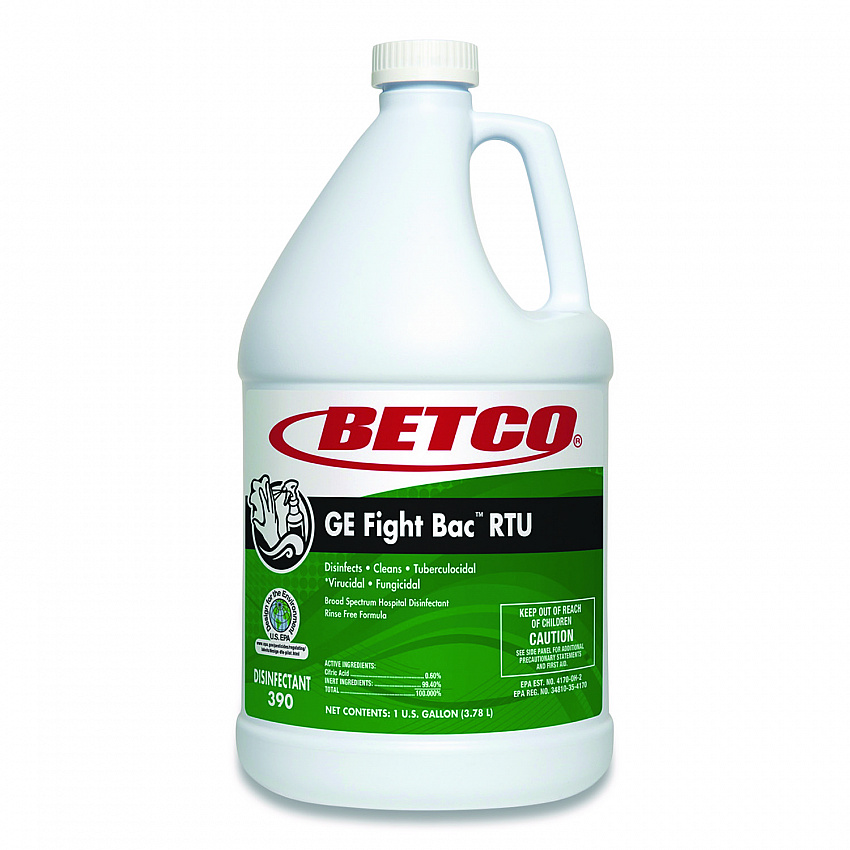 GE Fight Bac RTU Disinfectant, Fresh Scent, 1 gal Bottle, 4/Carton (3900400)