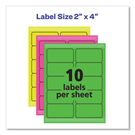Avery High-Visibility Permanent Laser ID Labels, 2 x 4, Neon Assorted, 1000/Box (5964)