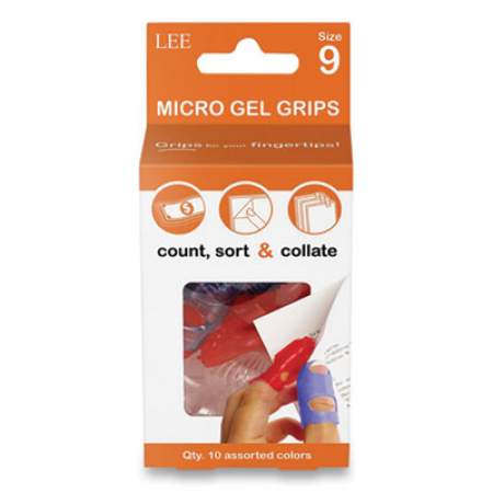 LEE Tippi Micro-Gel Fingertip Grips, Size 9, Large, Assorted, 10/Pack (61090)