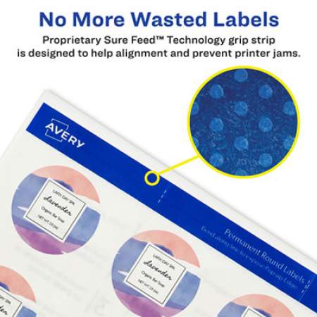 Avery Round Print-to-the Edge Labels with SureFeed and EasyPeel, 1.67" dia, Glossy Clear, 500/PK (6582)