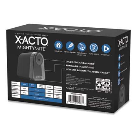 X-ACTO Model 19501 Mighty Mite Home Office Electric Pencil Sharpener, AC-Powered, 3.5 x 5.5 x 4.5, Black/Gray/Smoke (19501X)
