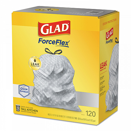 ForceFlex Kitchen Drawstring Trash Bags, 13 gal, 23.75