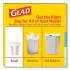 Glad OdorShield Quick-Tie Small Trash Bags, 4 gal, 0.5 mil, 8" x 18", White, 156/Carton (78812)