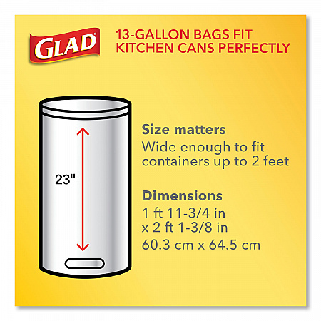 ForceFlex Kitchen Drawstring Trash Bags, 13 gal, 23.75