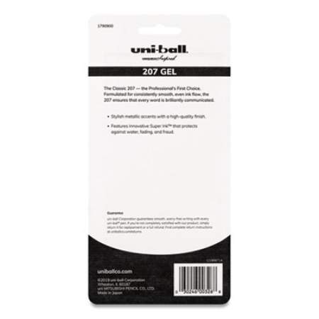 uni-ball Signo 207 Gel Pen, Retractable, Bold 1 mm, Black Ink, Translucent Gray Barrel, 4/Pack (410884)