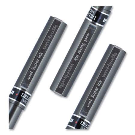 uni-ball Deluxe Roller Ball Pen, Stick, Micro 0.5 mm, Red Ink, Metallic Gray Barrel, Dozen (60026)