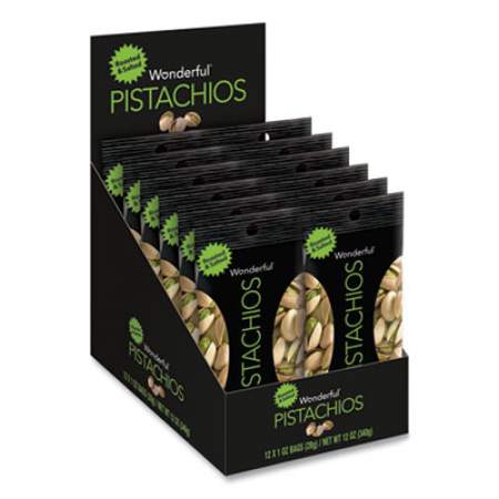 Paramount Farms Wonderful Pistachios, Roasted and Salted, 1 oz Pack, 12/Box (072142A25X)