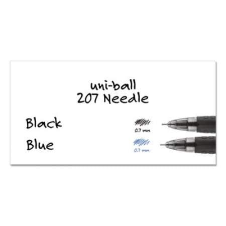 uni-ball Signo 207 Needle Point Gel Pen, Retractable, Medium 0.7 mm, Blue Ink, Black Barrel, Dozen (1736098)