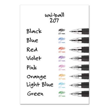 uni-ball Signo 207 Gel Pen, Retractable, Medium 0.7 mm, Black Ink, Translucent Black Barrel, 8/Pack (1756584)