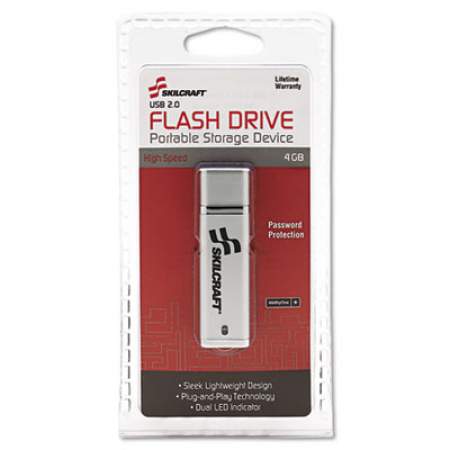 AbilityOne 7045015584987, SKILCRAFT Ultra-Slim Flash Drive, 4 GB, Silver